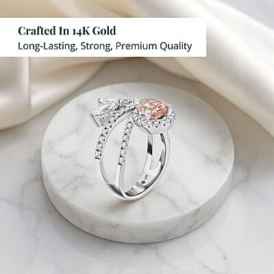 Luxuriant Lab Grown Pink Diamond (IR) 11.0) and Lab Grown Diamond VS-VS2 3.00 ctw Ring in 14K White Gold (Size 10.0)