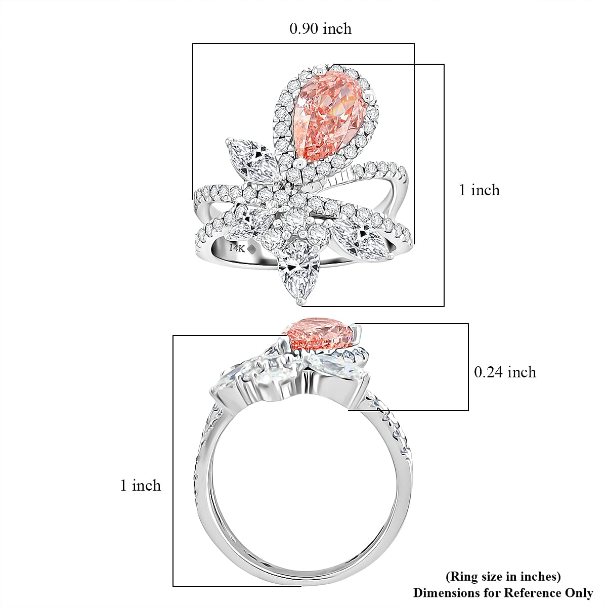 14K White Gold Luxuriant Lab Grown Pink Diamond (IR) and Lab Grown Diamond (VS-VS2) Ring (Size 10.0) 3.00 ctw image number 5