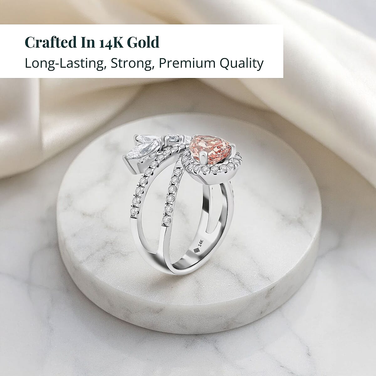 Luxuriant Lab Grown Pink Diamond (IR) 7.0) and Lab Grown Diamond VS-VS2 3.00 ctw Ring in 14K White Gold (Size 10.0) image number 2