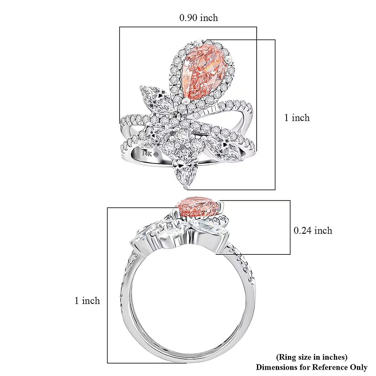 Luxuriant Lab Grown Pink Diamond (IR) 7.0) and Lab Grown Diamond VS-VS2 3.00 ctw Ring in 14K White Gold (Size 10.0) image number 6