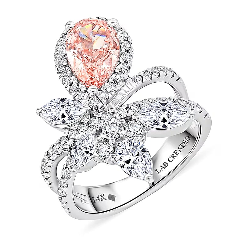 Luxuriant Lab Grown Pink Diamond (IR) 9.0) and Lab Grown Diamond VS-VS2 3.00 ctw Ring in 14K White Gold (Size 10.0)