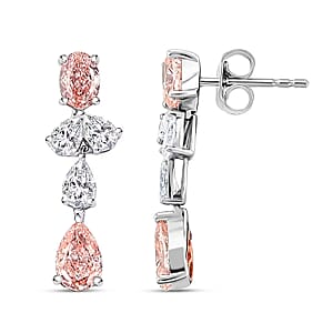 Luxuriant Lab Grown Pink Diamond and Lab Grown Diamond VS-VS2 3.50 ctw Earrings in 14K White Gold