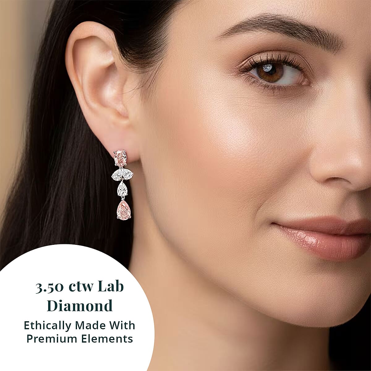 Luxuriant Lab Grown Pink Diamond and Lab Grown Diamond VS-VS2 3.50 ctw Earrings in 14K White Gold image number 1