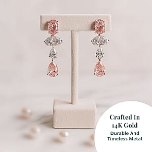 Luxuriant Lab Grown Pink Diamond and Lab Grown Diamond VS-VS2 3.50 ctw Earrings in 14K White Gold