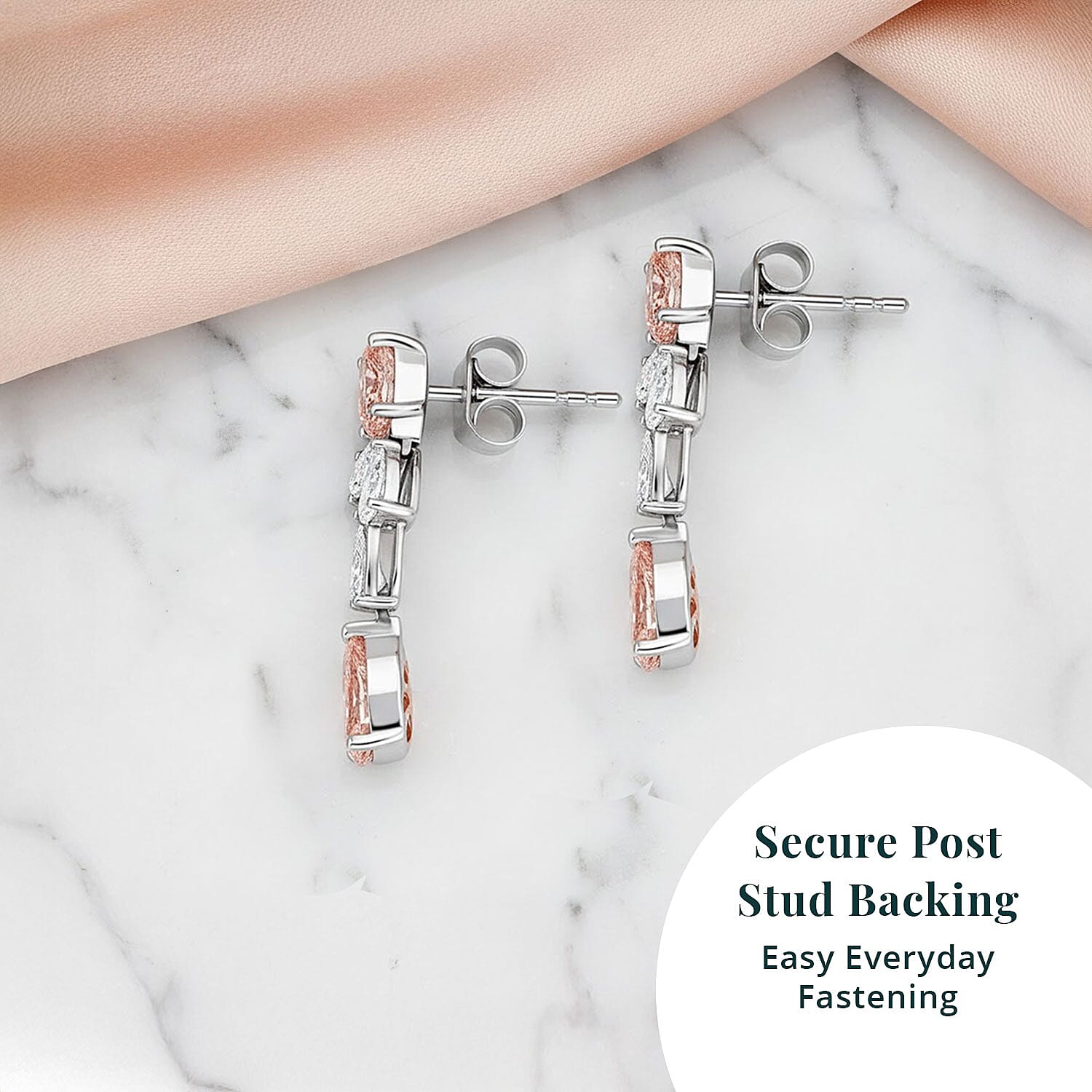 Luxuriant Lab Grown Pink Diamond and Lab Grown Diamond VS-VS2 3.50 ctw Earrings in 14K White Gold