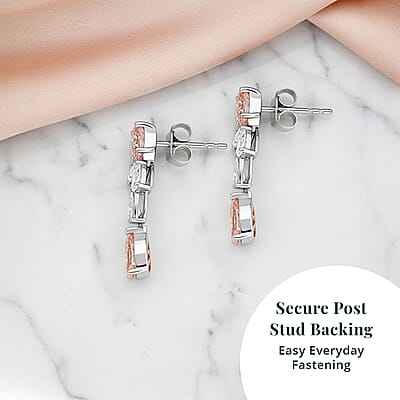 Luxuriant Lab Grown Pink Diamond and Lab Grown Diamond VS-VS2 3.50 ctw Earrings in 14K White Gold