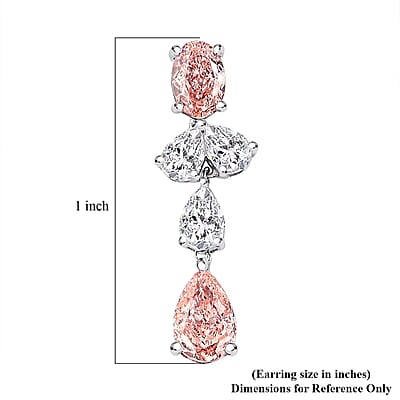 Luxuriant Lab Grown Pink Diamond and Lab Grown Diamond VS-VS2 3.50 ctw Earrings in 14K White Gold