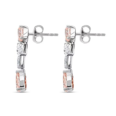 Luxuriant Lab Grown Pink Diamond and Lab Grown Diamond VS-VS2 3.50 ctw Earrings in 14K White Gold
