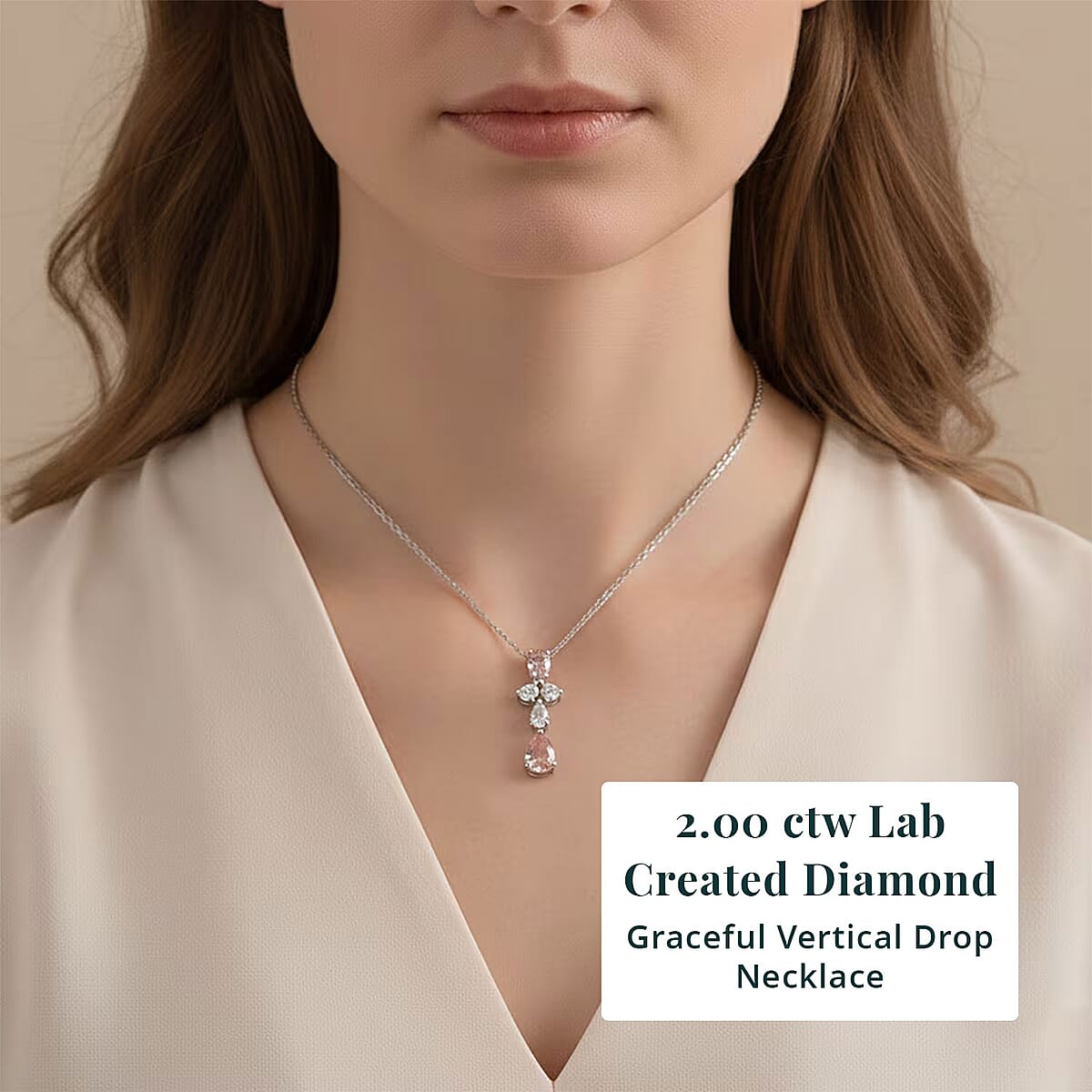 Luxuriant Lab Grown Pink Diamond and Lab Grown Diamond VS-VS2 2.00 ctw Necklace in 14K White Gold 18 Inches image number 1