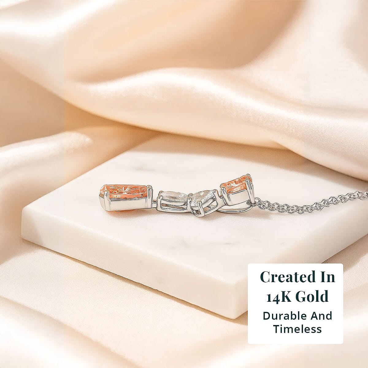 Luxuriant Lab Grown Pink Diamond and Lab Grown Diamond VS-VS2 2.00 ctw Necklace in 14K White Gold 18 Inches image number 2