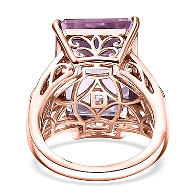  D'Joy Premium Rose De France Amethyst and Multi Gemstone 15.20 ctw Crown of the Two Forces Ring in 18K Vermeil Rose Gold Over Sterling Silver (Size 7.0)