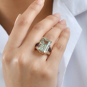  D'Joy Premium Montezuma Prasiolite and Multi Gemstone 18.80 ctw Crown of the Two Forces Ring in 18K Vermeil Rose Gold Over Sterling Silver (Size 7.0)