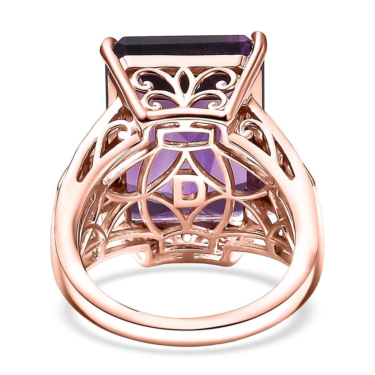  D'Joy Premium African Amethyst and Multi Gemstone 17.50 ctw Crown of the Two Forces Ring in 18K Vermeil Rose Gold Over Sterling Silver (Size 7.0) image number 4