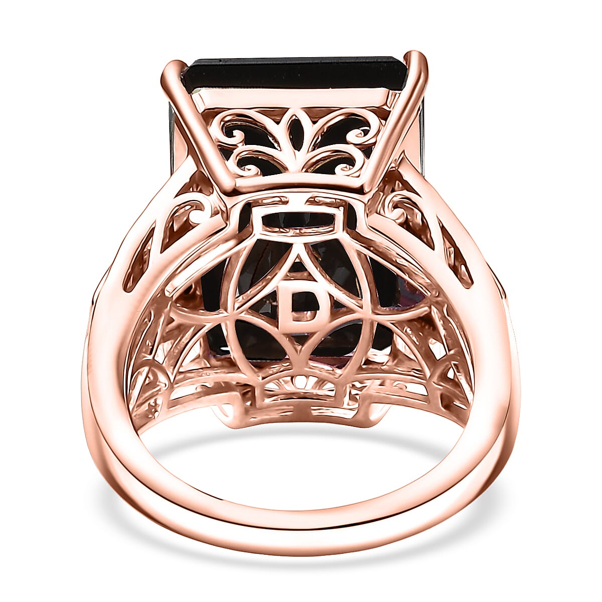 Doorbuster D'Joy Premium Thai Black Spinel and Multi Gemstone 20.25 ctw Crown of the Two Forces Ring in 18K Vermeil Rose Gold Over Sterling Silver (Size 7.0) image number 4