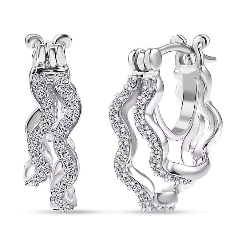 Luxuriant Lab Grown Diamond G-H SI 0.35 ctw Earrings in Rhodium Over Sterling Silver