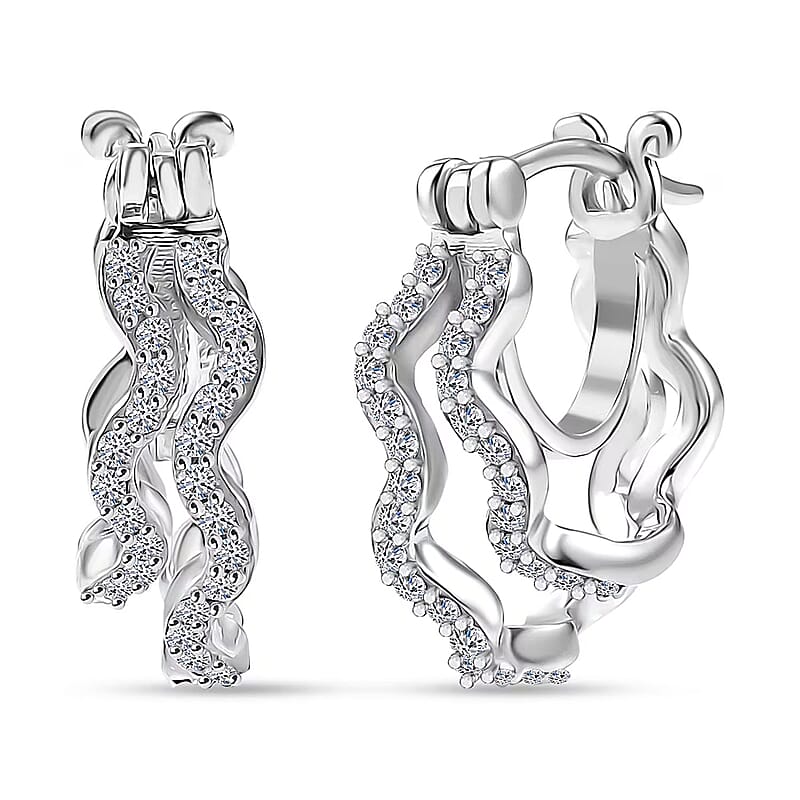 Luxuriant Lab Grown Diamond G-H SI 0.35 ctw Earrings in Rhodium Over Sterling Silver