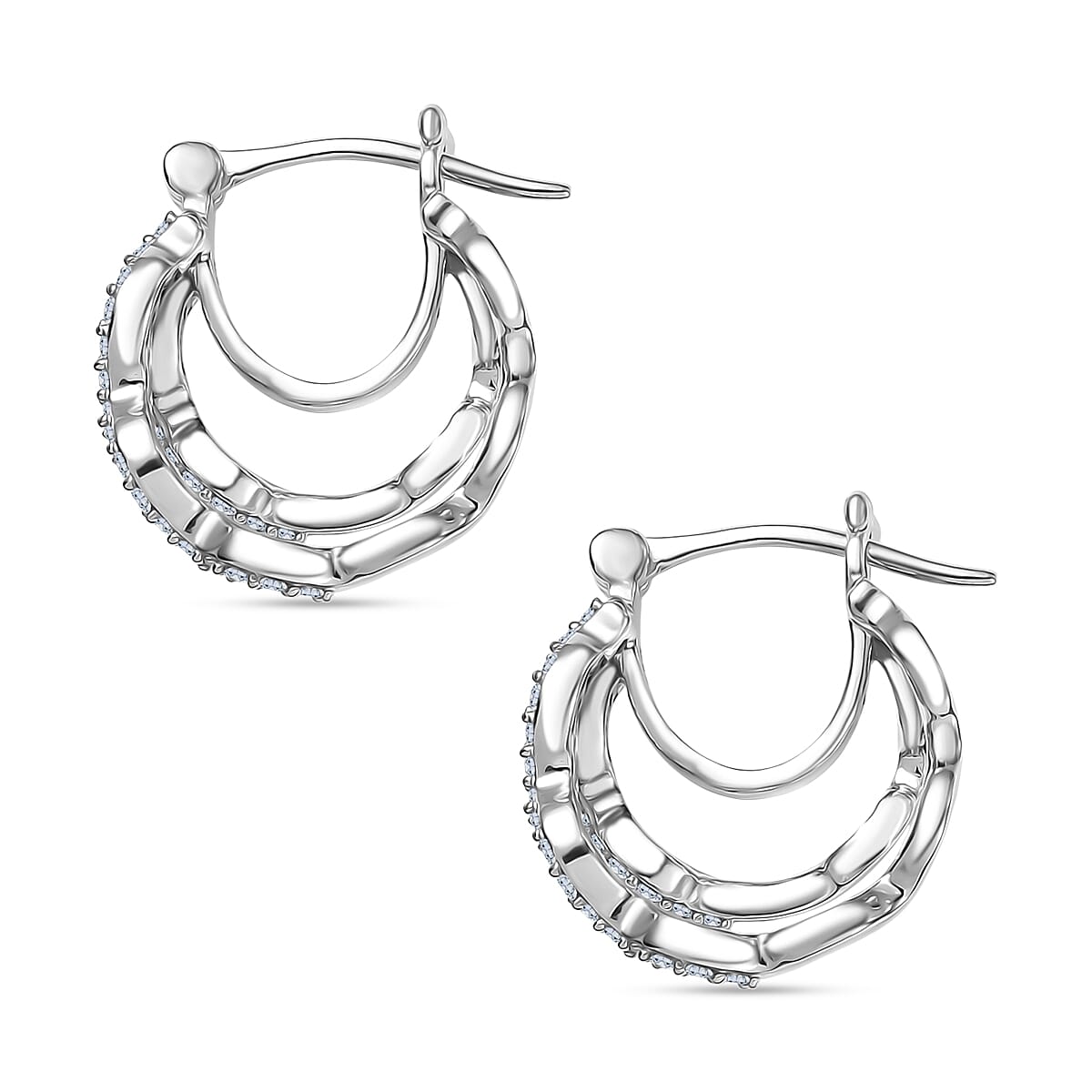 Luxuriant Lab Grown Diamond G-H SI 0.35 ctw Earrings in Rhodium Over Sterling Silver image number 3