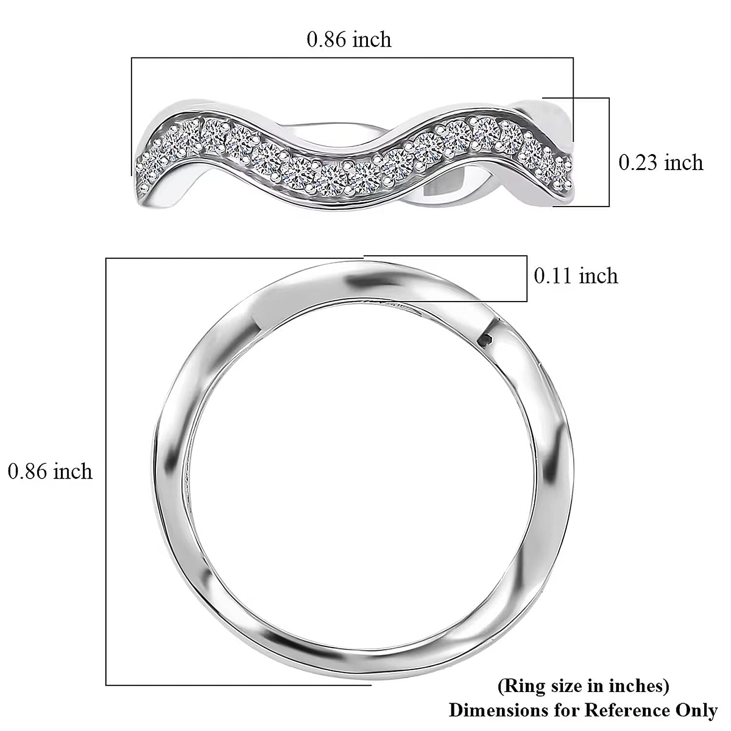 Luxuriant Lab Grown Diamond (G-H, SI) Ring in Rhodium Over Sterling Silver 0.35 ctw (Size 10.0)