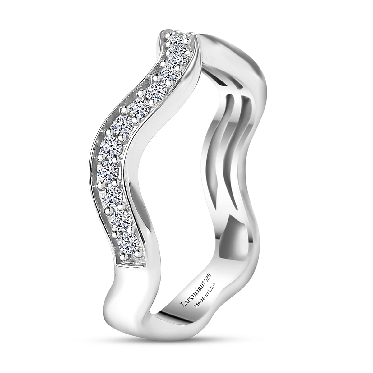 Luxuriant Lab Grown Diamond (G-H, SI) Ring in Rhodium Over Sterling Silver 0.35 ctw (Size 7.0) image number 3