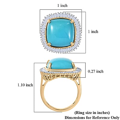 AAA Sleeping Beauty Turquoise, Lab Grown Diamond Ring in 10K Yellow Gold 11.20 ctw (Size 12.0)