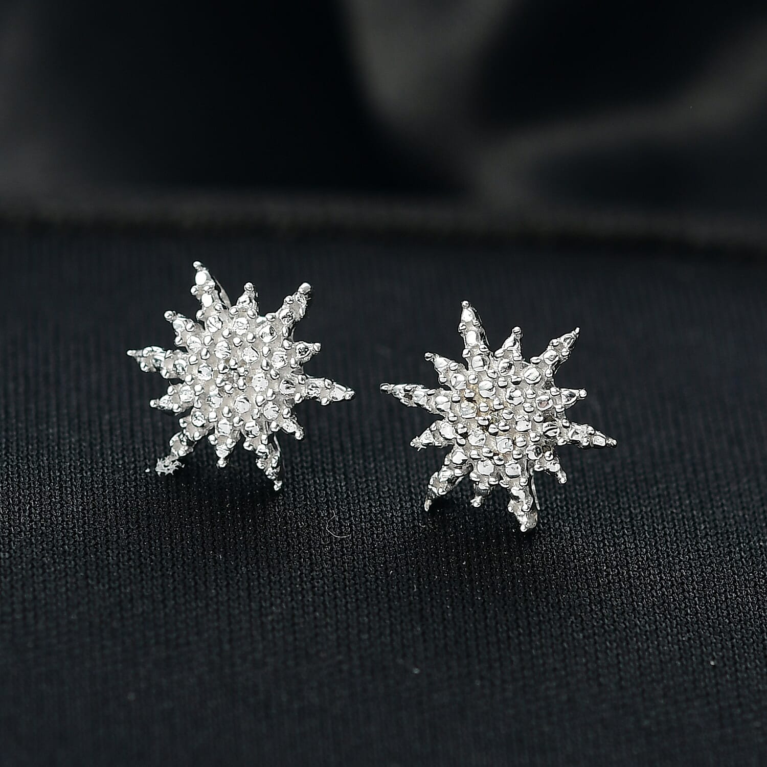 Diamond Earrings in Platinum Over Sterling Silver