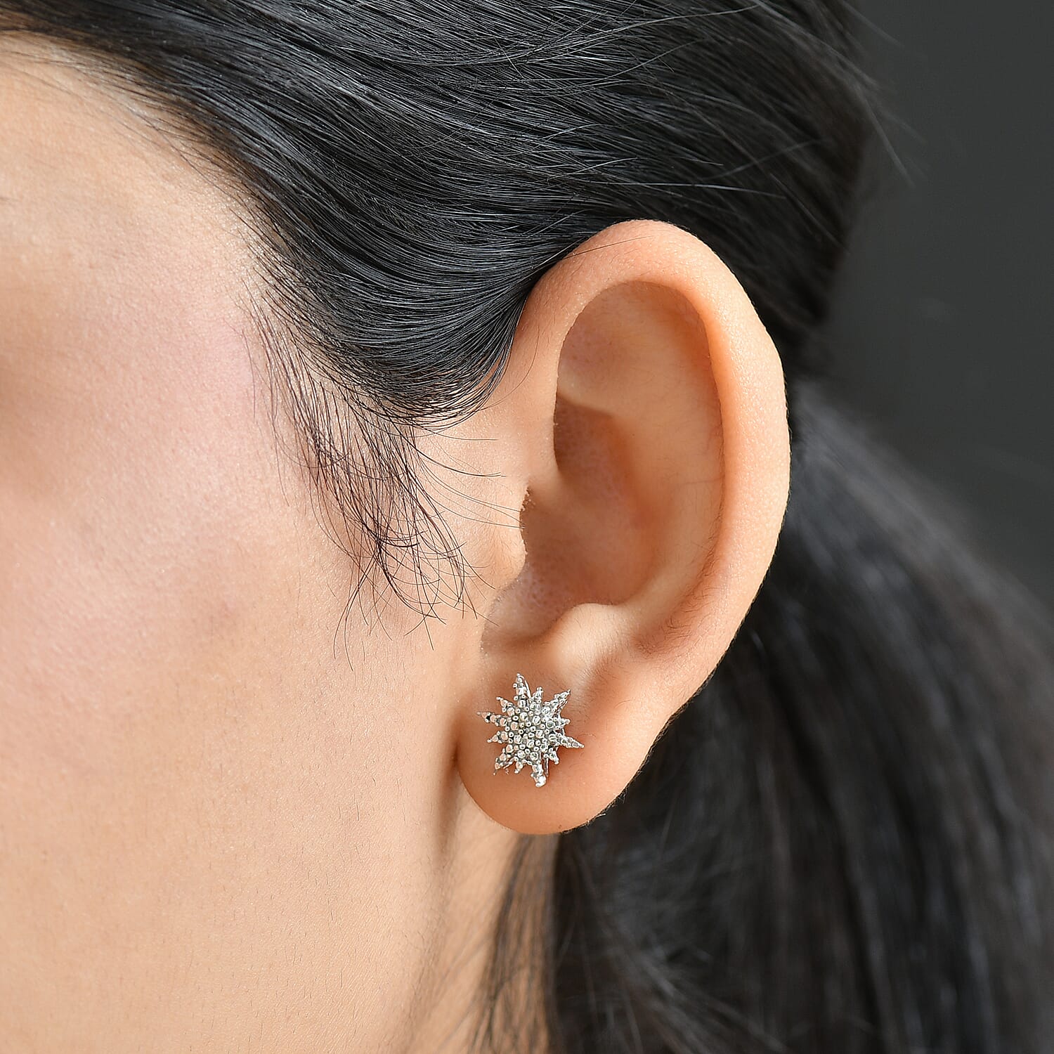 Diamond Earrings in Platinum Over Sterling Silver