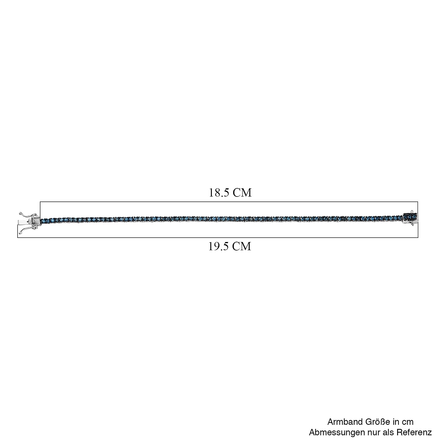 D'Joy Blue Diamond 3.00 ctw Bracelet in Rhodium Over Sterling Silver (7.50 In)
