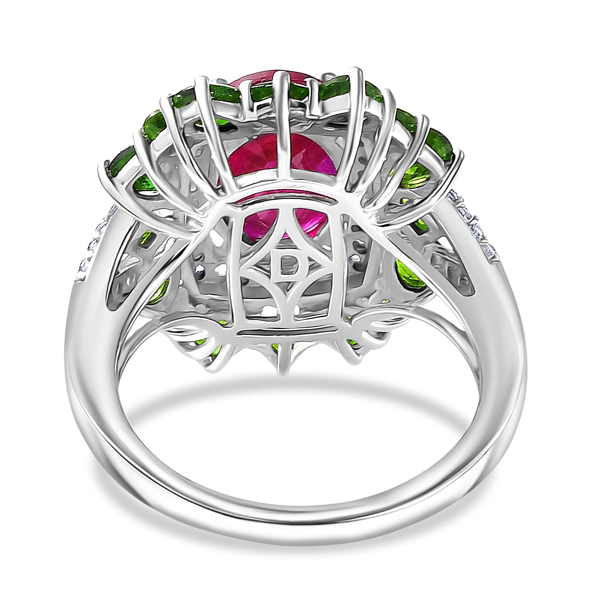 D'Joy Niassa Ruby (FF) and Multi Gemstone 6.40 ctw Imperial Bloom Ring in Rhodium Over Sterling Silver (Size 7.0) image number 4
