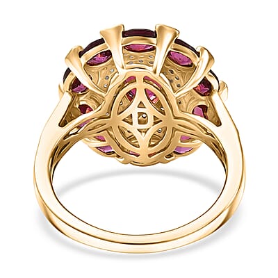D'Joy AAA Radiant Ember Garnet and White Zircon 4.00 ctw Ring in 18K Vermeil Yellow Gold Over Sterling Silver (Size  5.0)