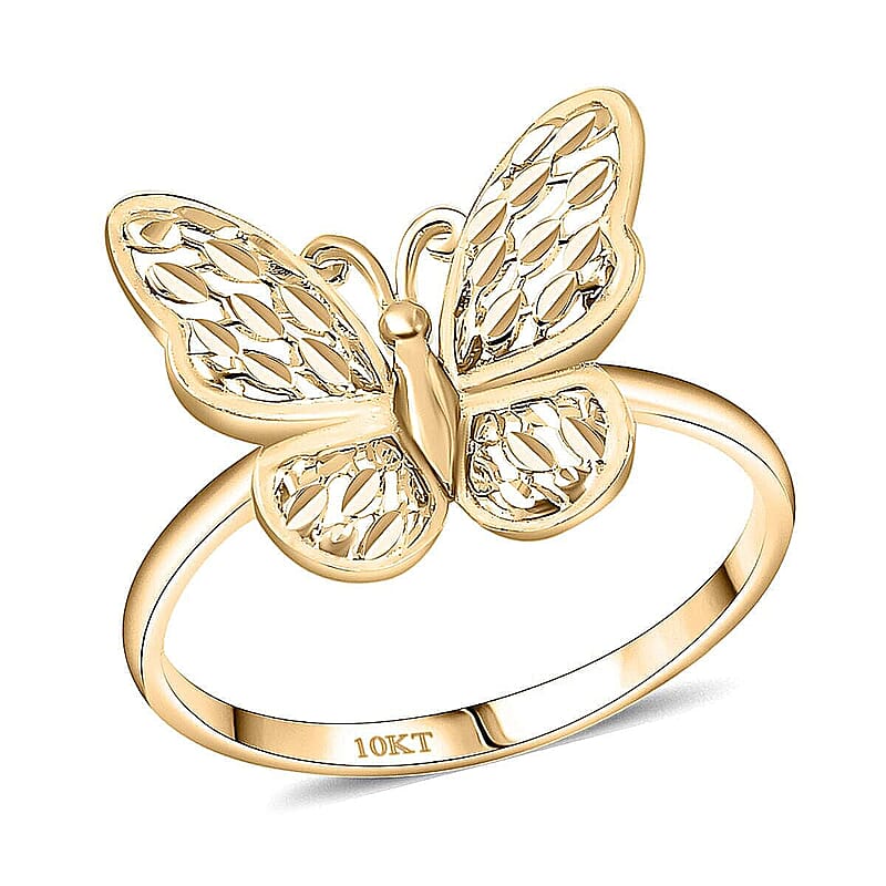 Butterfly Ring in 10K Yellow Gold (Size 7.5) 2.30 Grams