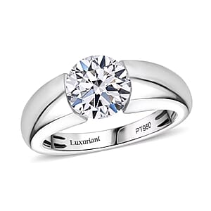IGI Certified Luxuriant Lab Grown Diamond E-F VS 2.00 ctw Tension Set Ring in 950 Platinum (Size 6.0) 9.50 Grams
