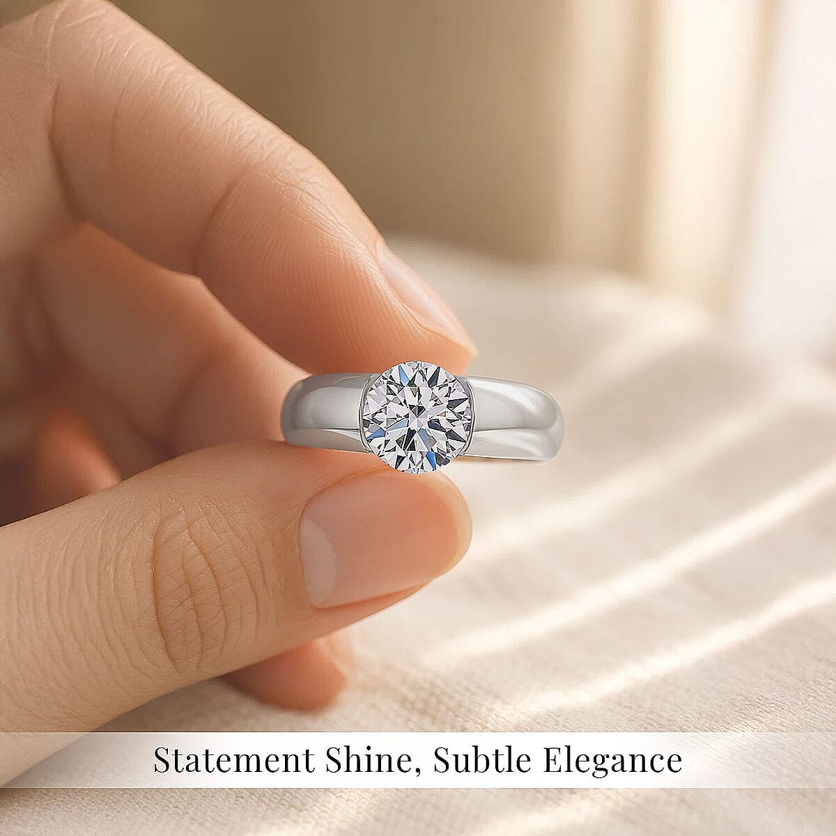 IGI Certified Luxuriant Lab Grown Diamond E-F VS 2.00 ctw Tension Set Ring in 950 Platinum (Size 6.0) 9.50 Grams image number 5