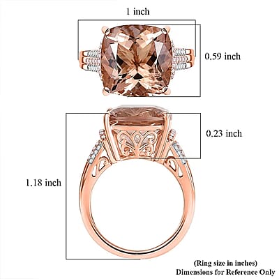 Luxoro AAA Marropino Morganite, Natural Pink and White Diamond Ring in 14K Rose Gold 11.70 ctw (Size 5.0)