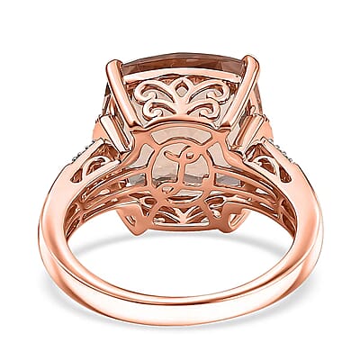 Luxoro AAA Marropino Morganite, Natural Pink and White Diamond Ring in 14K Rose Gold 11.70 ctw (Size 5.0)
