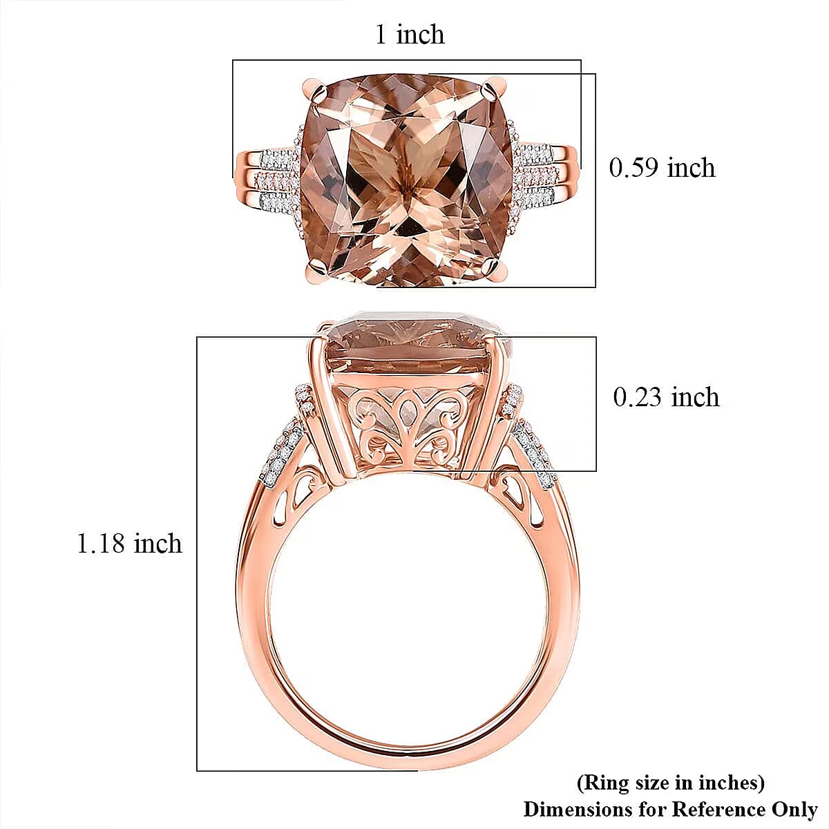 Luxoro AAA Marropino Morganite, Natural Pink and White Diamond Ring in 14K Rose Gold 11.70 ctw (Size 8.5) image number 5