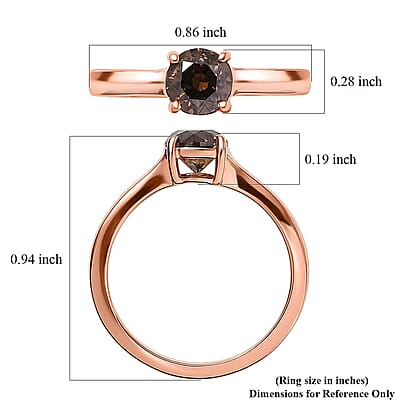 Luxoro Natural Champagne Diamond I2 1.00 ctw Solitaire Ring in 10K Rose Gold (Size 5.0)