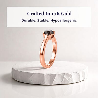 Luxoro Natural Champagne Diamond I2 1.00 ctw Solitaire Ring in 10K Rose Gold (Size 11.0)