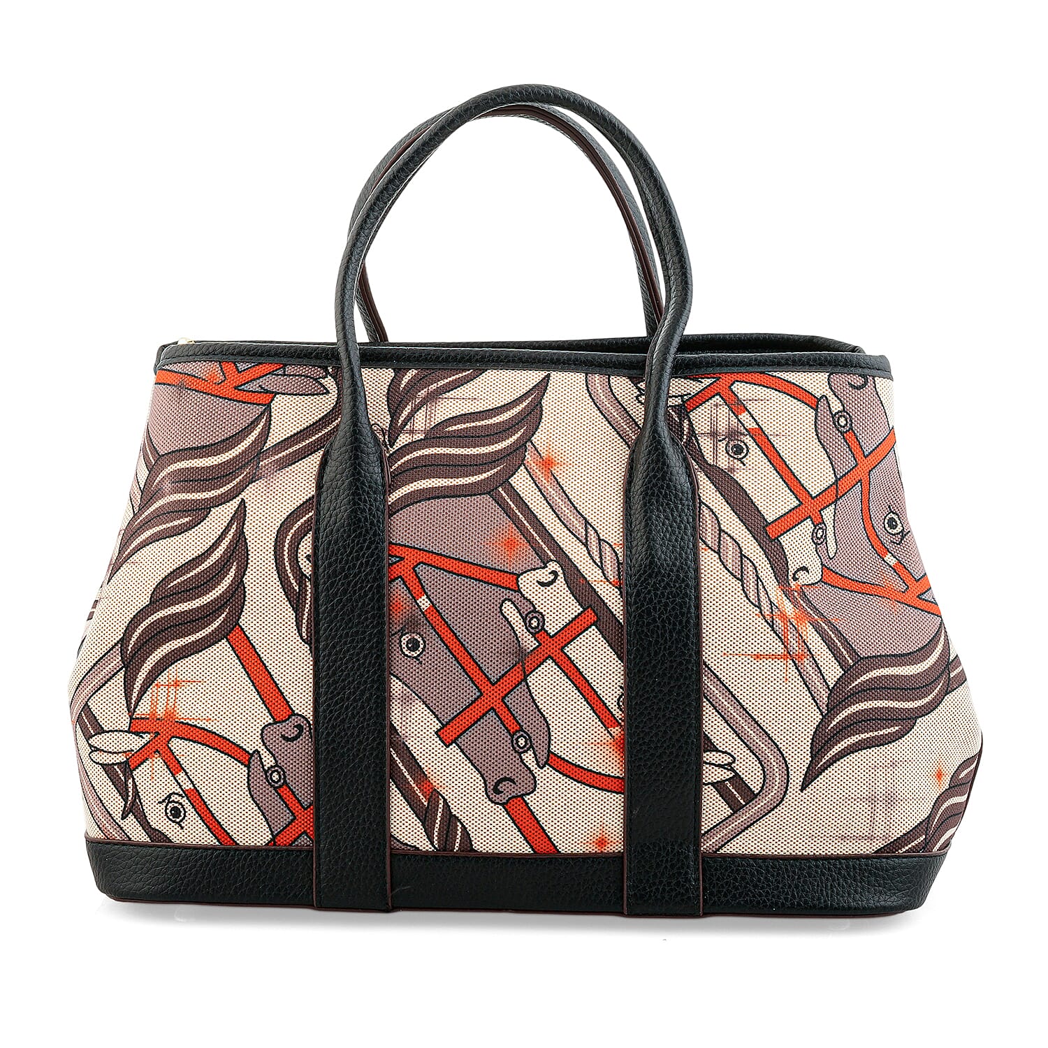 La Marey Black with Gray Pattern Faux Leather Crossbody Bag