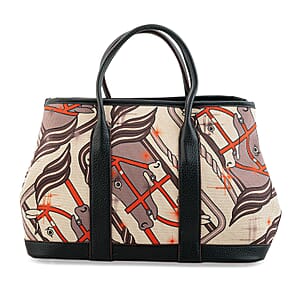 La Marey Black with Gray Pattern Faux Leather Crossbody Bag