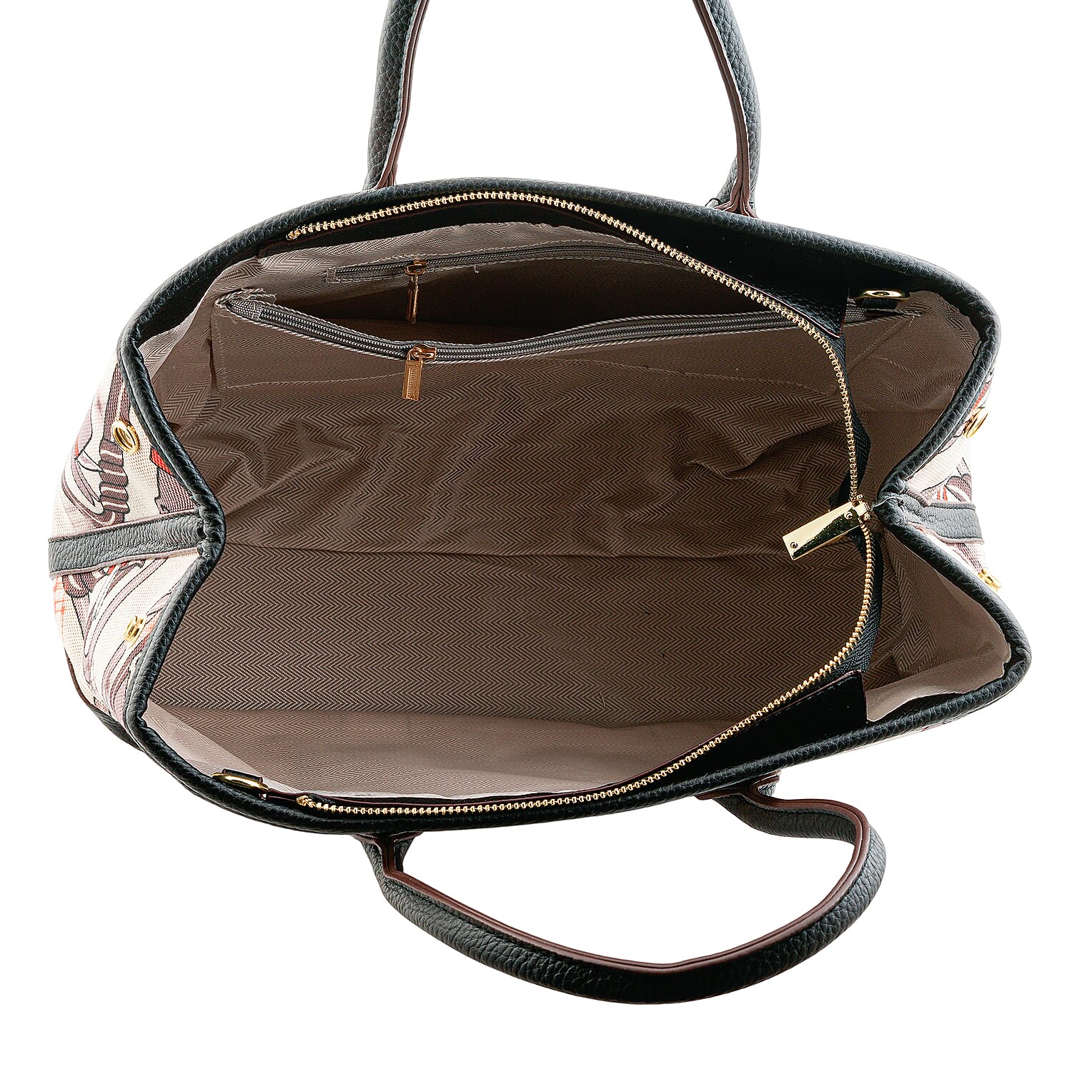 La Marey Black with Gray Pattern Faux Leather Crossbody Bag