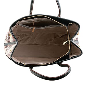 La Marey Black with Gray Pattern Faux Leather Crossbody Bag