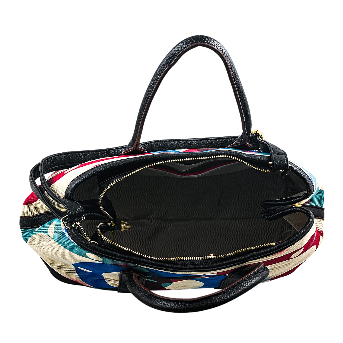 La Marey Black with Blue and Red Pattern Faux Leather Crossbody Bag image number 3