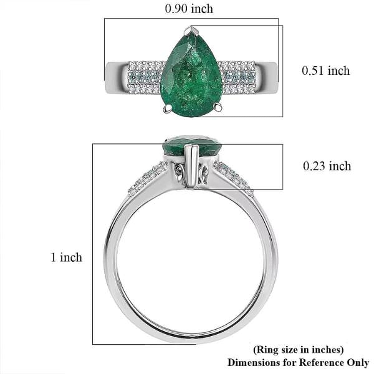 Luxoro AAA Premium Emerald, Paraiba Tourmaline and Diamond I2 2.40 ctw Ring in 10K White Gold (Size 6.5) image number 5