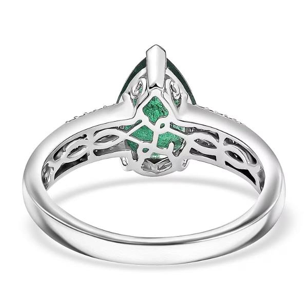 Luxoro AAA Premium Emerald, Paraiba Tourmaline and Diamond I2 2.40 ctw Ring in 10K White Gold (Size 8.5) image number 6