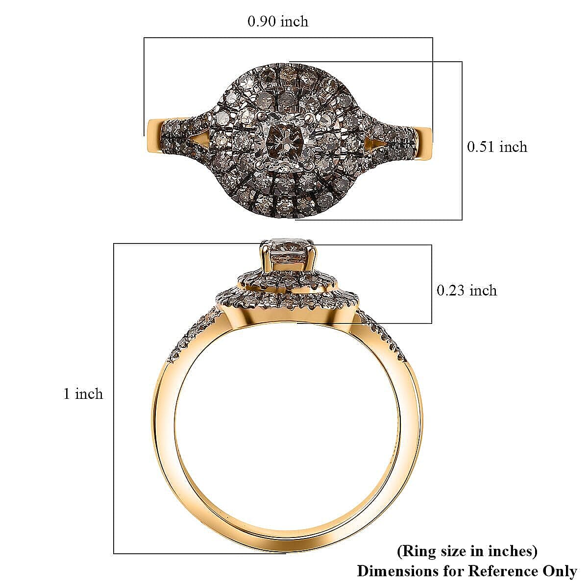 Luxoro Natural Champagne Diamond Ring in 10K Rose Gold 1.00 ctw (Size 7.5) image number 5