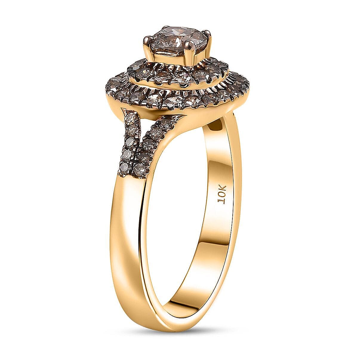 Luxoro Natural Champagne Diamond Ring in 10K Rose Gold 1.00 ctw (Size 8.5) image number 3