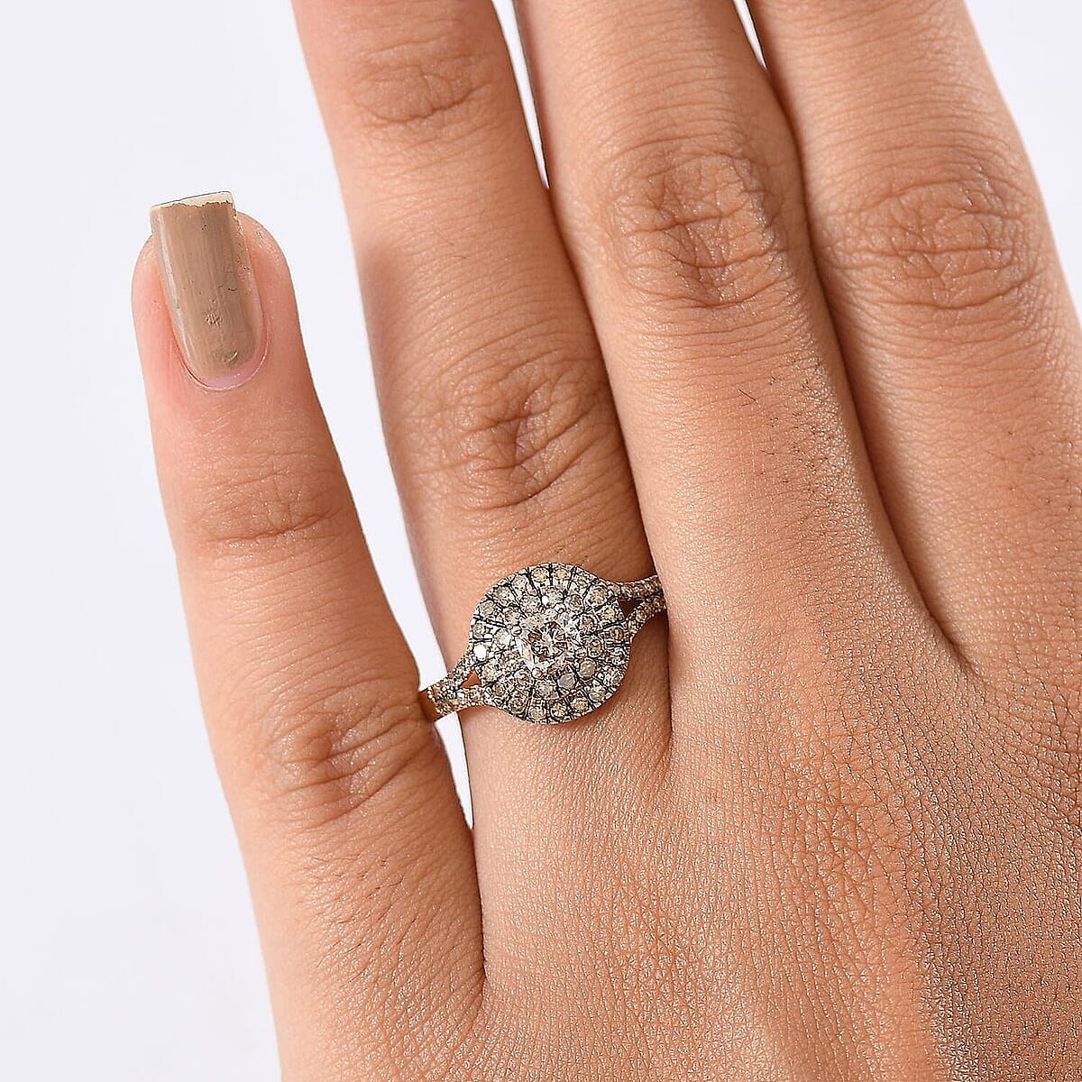 Luxoro Natural Champagne Diamond Ring in 10K Rose Gold 1.00 ctw (Size 12.0) image number 2