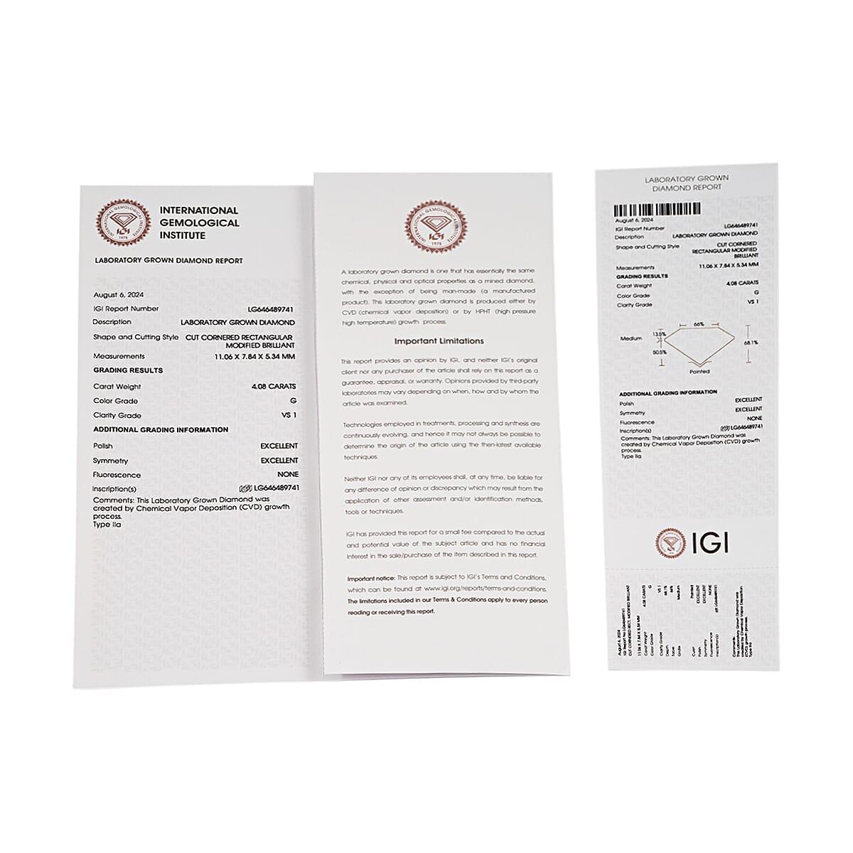 IGI Certified Luxuriant Lab Grown Diamond (Radiant) (G, VS2) 4.00 ctw