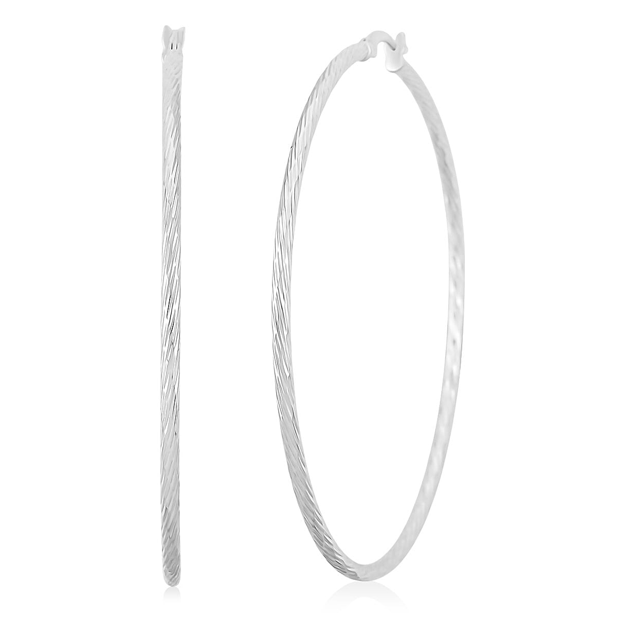Twisted Lines Hoop Earrings in Sterling Silver 6.2 Grams image number 0
