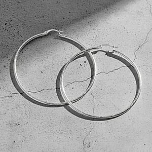 Twisted Lines Hoop Earrings in Sterling Silver 6.2 Grams